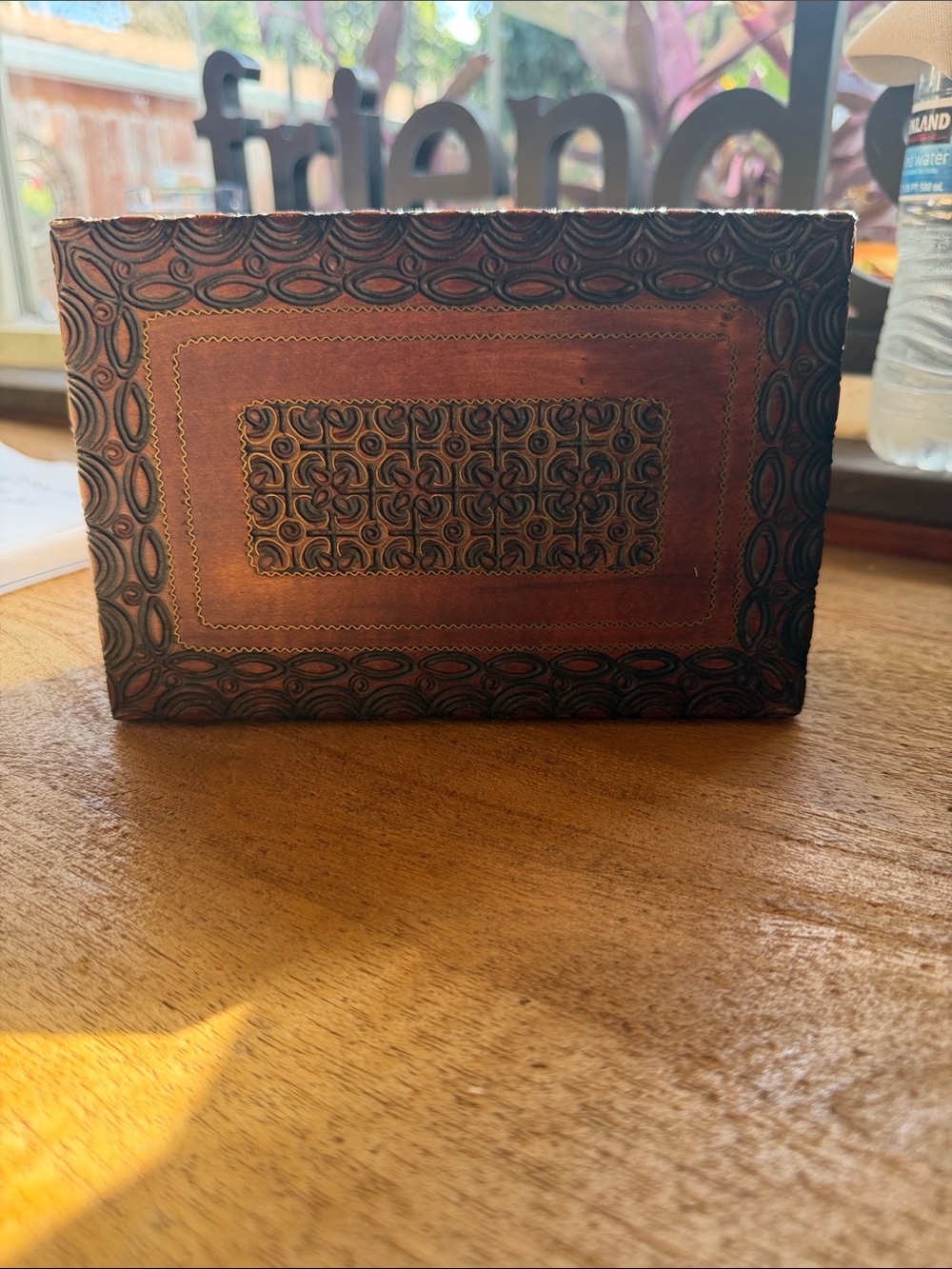 Handcrafted Brown Decorative Leather Box - Home Accents